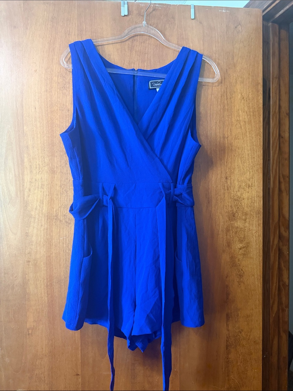 Blue Sleeveless Wrap Romper